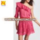 Women One Shoulder Sexy Embroidered Mini Dress